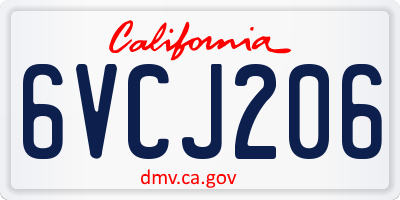 CA license plate 6VCJ206
