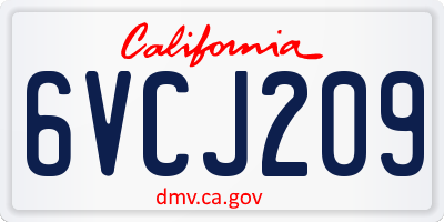 CA license plate 6VCJ209