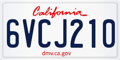 CA license plate 6VCJ210