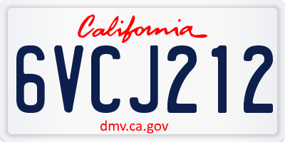 CA license plate 6VCJ212