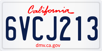 CA license plate 6VCJ213