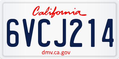 CA license plate 6VCJ214