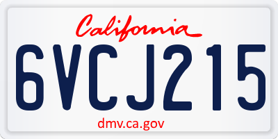CA license plate 6VCJ215