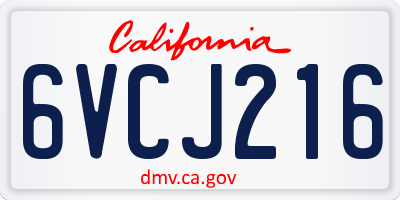 CA license plate 6VCJ216