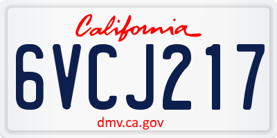CA license plate 6VCJ217