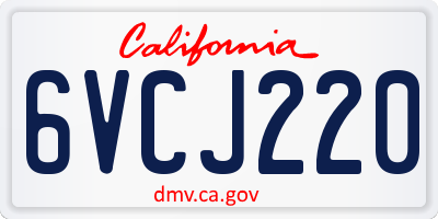 CA license plate 6VCJ220