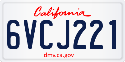 CA license plate 6VCJ221
