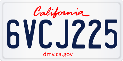 CA license plate 6VCJ225