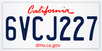 CA license plate 6VCJ227