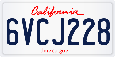 CA license plate 6VCJ228