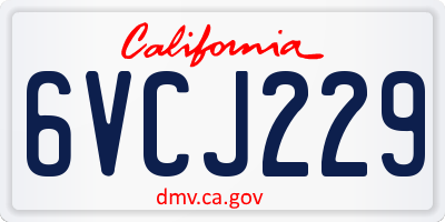 CA license plate 6VCJ229