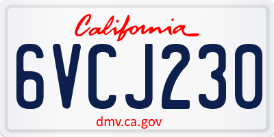 CA license plate 6VCJ230