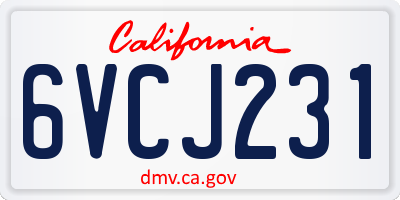 CA license plate 6VCJ231
