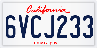 CA license plate 6VCJ233