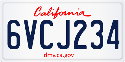 CA license plate 6VCJ234