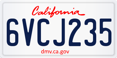CA license plate 6VCJ235