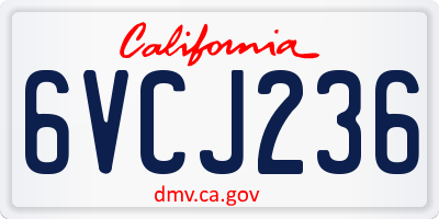 CA license plate 6VCJ236