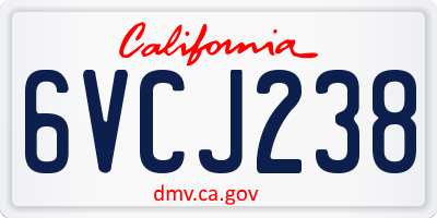 CA license plate 6VCJ238