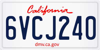 CA license plate 6VCJ240