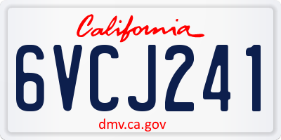 CA license plate 6VCJ241