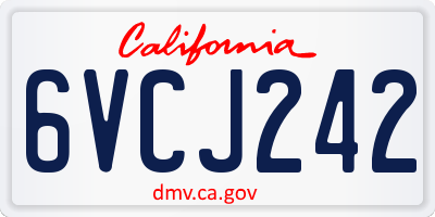 CA license plate 6VCJ242