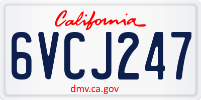 CA license plate 6VCJ247
