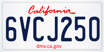 CA license plate 6VCJ250