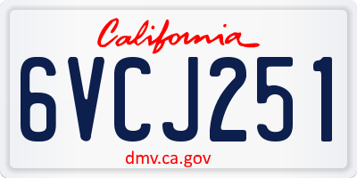 CA license plate 6VCJ251