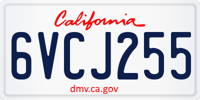 CA license plate 6VCJ255