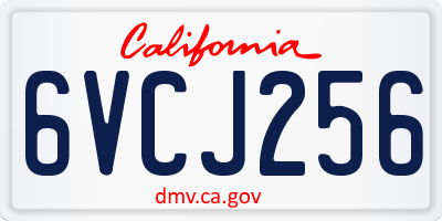 CA license plate 6VCJ256