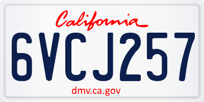 CA license plate 6VCJ257