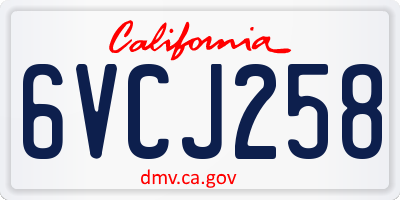 CA license plate 6VCJ258