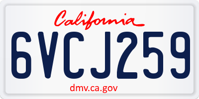 CA license plate 6VCJ259