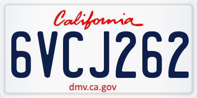 CA license plate 6VCJ262