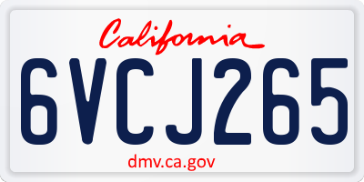 CA license plate 6VCJ265