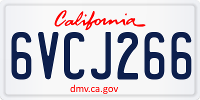 CA license plate 6VCJ266