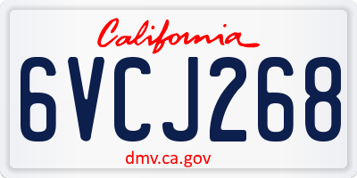 CA license plate 6VCJ268