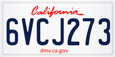CA license plate 6VCJ273