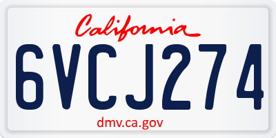 CA license plate 6VCJ274