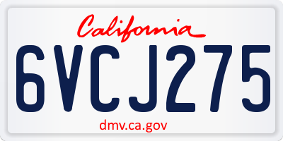 CA license plate 6VCJ275