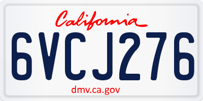 CA license plate 6VCJ276