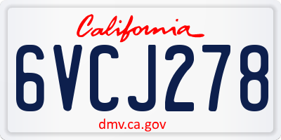 CA license plate 6VCJ278