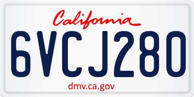 CA license plate 6VCJ280