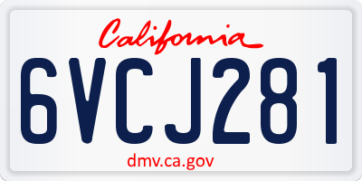 CA license plate 6VCJ281