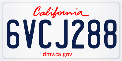 CA license plate 6VCJ288