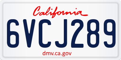 CA license plate 6VCJ289