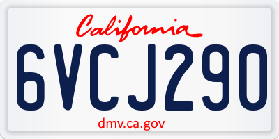 CA license plate 6VCJ290