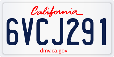 CA license plate 6VCJ291