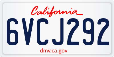 CA license plate 6VCJ292