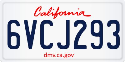 CA license plate 6VCJ293